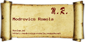 Modrovics Romola névjegykártya